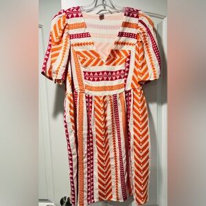 Old Navy Women’s Aztec Orange & Pink Print Dress🧡🩷